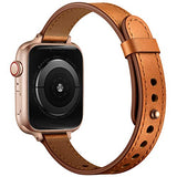 Slim Bands Compatible with Watch Band 42mm 41mm 40mm 38mm, Women Genuine Leather Replacement Thin Strap for iWatch SE 3/2/1 Series 11 10 9 8 7