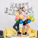 Silver Happy Birthday Banner – 16" Foil Letter Balloons for Party Backdrops