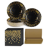 Party Supplies, Serves 50, White And Gold Dots Party Plates And Napkins With Plastic Forks, 7 White Paper Plates, Disposable Tableware For Wedding, Birthday, Graduation, Festivals