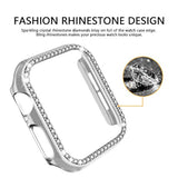 Bling Rhinestone Apple Watch Case 40mm Series 6 5 4 SE Protective Bumper Frame Cover for Women Girls iWatch Silver