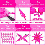 50Pcs Hot Pink Starburst Foil Balloons, Metallic Cone Balloons for Parties
