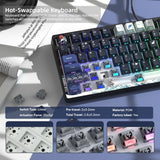 Sk80 75% Keyboard With Color Multimedia Display Mechanical Gaming Keyboard Creamy Sound, Wired Hot Swappable Gasket Mount Rgb Custom Key Board, Pre-Lubed Stabilizer For Mac/Win, Black Kanagawa