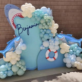 Ocean Under The Sea Birthday Party Decorations 153Pcs Shark Balloon Garland Arch Kit Dusty Blue Green White Sand Balloon With Shark Foil Balloons For Kids Boys Shark Week Ocean Animals Baby Shower