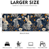 Charming Rabbit Gaming Mouse Pad, Large Cute Bunny & Floral Desk Mat For Keyboard Laptop Computer, Non-Slip Rubber Base Desktop Extended Mousepad For Office Home Accessories 31.5"×11.8"