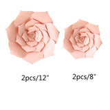Daily Mall Paper Flower Decorations Giant Wedding Flowers Party Flower Backdrop Diy Handcrafted Flower For Nursey Birthday Wall Decor (Light Pink, 4Pcs-2X8''+2X12'')