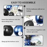 Metallic Blue And Black Balloon Arch Garland Kit-Metallic Silver Balloon Gold Sequin Balloon 137Pcs For Birthday,Gender Reveal,Baby Shower,Graduation,Easter Party Decoration.