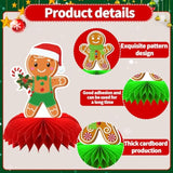 10 Pc Christmas Honeycomb Centerpieces with Gingerbread Snowman Santa for Table Decor