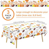 3 Pack Sports Birthday Party Decorations Sports Table Cloth Soccer Basketball Baseball Football Tablecloths For All Star Sports Themed Party Decorations, 54 X 108 Inch