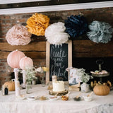 Brown Paper Pom Poms, Caramel Party Decorations Boho Ivory Beige White Tissue Paper Pom Poms For Rustic Neutral Birthday Western Graduation Birthday Wedding Baby Shower 12Pcs, Variety Pack