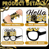 25pcs 2026 New Year Photo Booth Props Black Gold Party Favors