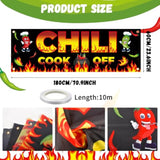 Chili Cook Off Banner 71x24in with 3-Pc Chili Pepper Tablecloth Fiesta Decor