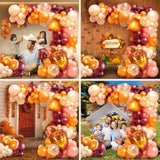 164PCS Fall Balloon Arch Kit with Maple Leaf Pumpkin Balloons for Thanksgiving