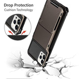 Compatible With Iphone 12 Pro Max Case 5G Wallet 4-Card Slot Credit Card Holder Flip Hidden Pocket Dual Layer Hybrid Tpu Bumper Armor Protective Hard Shell Back Cover Gun Metal