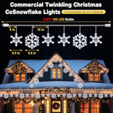 2 Pack Twinkling Led Snowflake Lights Outdoor, 8.8Ft 14 Of 100 Random Twinkling Christmas Snowflake String Lights For Ho