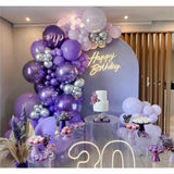 146pcs Grey Violet & Silver Balloon Garland Kit for Birthday and Wedding Decor