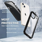 For Iphone 14 Case/Iphone 13 Case, Privacy Phone Cover With Built-In Anti Peep Tempered Glass Privacy Screen Protector And Camera Lens Protective Full Body Shockproof Clear Bumper - Black