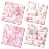 Pink Christmas Tree Napkins-40Pcs Disposable Paper Napkins Holly Merry Christmas Cocktail Napkins For Winter Xmas Party Decorations