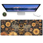 Retro Bee Gaming Mouse Pad,12X31.5In Non-Slip Rubber Flower Vintage Desk Mat,Large Extended Mousepad For Office Home Laptop,Mice Pads Gifts,Game Lover Deskmat Decor (Retro Dark 01)