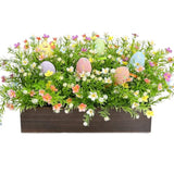 Easter Flower Table Centerpieces, Spring Pre-Made Artificial Flowers Centerpiece Decor With Egg For Spring Floral, Farmhouse Table Decoration With Wooden Tray For Home Office Dining Room Party