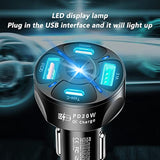 65W 4 Ports Car Fast Charging Charger Cigarette Lighter Adapter,With Qc 3.0 15W&Pd 20W&Type C Car Phone Charger For Iphone 14 13 12 Pro Max X Xs,S22 S21,Ipad & Laptop (Black)