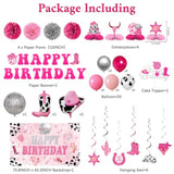 Disco Cowgirl Birthday Decorations - Disco Cowgirl Birthday Backdrop, Banner, Swirls, Honeycomb, Paper Pom Poms And Balloons For Cowgirl Theme Party Supplies