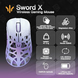 Wlmouse Sword X Lightweight Magnesium Alloy Wireless Gaming Mouse - 8Khz Polling Rate, Paw3950 Hs Sensor, 50-30000 Dpi, Om & Ttc Switches (Om Opticals, White&Purple)