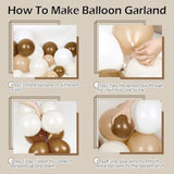 140Pcs Neutral Balloon Garland Kit Brown Beige Tan Balloons for Baby Shower Party