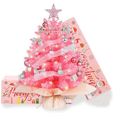 20" Mini Pink Christmas Tree, Artificial Small Christmas Tree With Lights, Tabletop Christmas Tree With Star Treetop,Bow Boxes And Ball Ornaments For Diy Christmas Decoration (Pink)