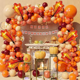 167PCS Fall Balloon Arch Kit with Orange Burgundy Rose Gold Balloons for Thanksgiving