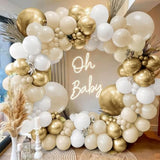 Sand White Gold Balloon Arch Kit, White Beige Chrome Gold Balloons Cream Balloons Metallic Gold Balloon For Boho Neutral Baby Shower Wedding Bridal Shower Birthday Decorations…