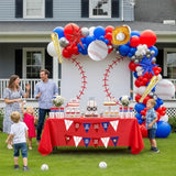 Baseball Balloon Garland Arch Kit 150Pcs Red Blue White Silver And Starburst Baseball Bat Glove Balloons Fot Sport Theme Party Rookie Year 1St Birthday Decorations