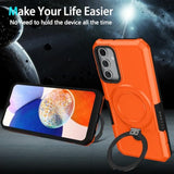 For Samsung Galaxy A16 5G Phone Case 2024 With Screen Protector, 360 Rotating Stand Heavy Protection Cover For Galaxy A 16 Phone, Orange