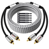 Premium Rca Cable 4 Ft (Hi-Fi Sound-16 Awg-Shielded) 2 Rca Male To 2 Rca Male