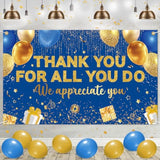 Thank You Banner Backdrop, 5.9x3.6Ft, Appreciation Decor for Employees & Teachers