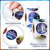 800 Pcs Christmas Religious Stickers Christmas Nativity Stickers Jesus Sticker Christian Xmas Faith Roll Sticker Labels For Kid Xmas Cards Envelopes Candy Favor Craft, 16 Designs(Classic)