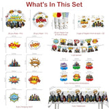 145Pcs Party Decorations, With 1 Banner 40 Thickened Plates 6 Centerpieces And 2 Tablecloths, 20-Pack Disposable Paper Tableware For Birthday Party