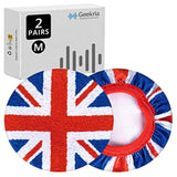 Geekria 2 Pairs Flex Fabric Headphone Covers - Product Safety Certified - Washable & Stretchable Sanitary Protectors for Over-Ear Headsets, Sweat Pads for Gym, Gaming (M/England Flag)
