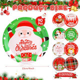 90 Pcs 9'' Christmas Paper Plates Disposable Holiday Dinner Plates Santa Xmas Decoration Merry Christmas Party Supplies Dinnerware Decoration For Winter Holiday, 9 Designs