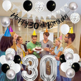 30Th Birthday Decorations For Men, Navy Blue Silver 30Th Birthday Balloons With Blue Happy 30Th Banner 30 Cake Topper Decor Number 30 Balloon For Women 30Th Party Decoration