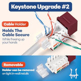 45° Angled Cat6 Keystone Jack In Red - Slim Profile Rj45 Ethernet Connector -