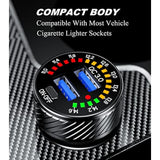 Car Charger, Dual Qc3.0 Port Usb Car Phone Charger Adapter, 36W 3A Fast Charge With Colorful Voltmeter & On/Off Switch