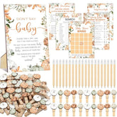 321 Pcs Little Pumpkin Baby Shower Game Supply For Girl Or Boy 5 Set Include 50 Activity Card 20 Pencil 1 Don'T Say Baby Sign 50 Clothespin For Price Is Right Prediction Bingo Game Party Decor