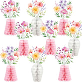 Wildflower Honeycomb Centerpieces For Tables, 9 Pcs Floral Vase Table Decorations, Wildflower Birthday Decorations, Flower Themed Party Decorations, Fall Table Centerpieces
