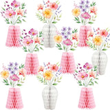 Wildflower Honeycomb Centerpieces For Tables, 9 Pcs Floral Vase Table Decorations, Wildflower Birthday Decorations, Flower Themed Party Decorations, Fall Table Centerpieces