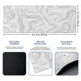 Topographic Contour Gaming Mouse Pad White Large Mouse Pad For Keyboard And Mousepad Desk Mat With 3Mm Non-Slip Base And Stitched Edge For Gaming And Office Computer Mat Protector Mat 31.5X11.8 Inch