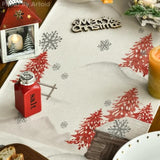 Xmas Trees Let It Snow Red Snowman Christmas Table Runner, Seasonal Winter Holiday Kitchen Dining Table Decoration For Home Party Decor 13X72 Inch