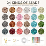 10,000pcs 3mm Glass Seed Beads Kit for Bracelet Making, 24 Colors, DIY Crafts