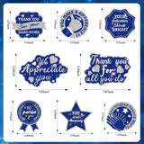Blue Silver Thank You Honeycomb Centerpieces Set - 8Pcs We Appreciate You Table Decor with Inspiring Messages for Teacher, Nurse, Employee - Retirement, Graduation & Appreciation Party Supplies