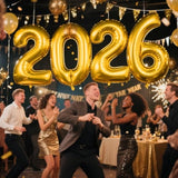 40in 2026 Gold Foil Number Balloons Happy New Year Party Decorations