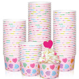 100Pcs Valentine'S Day Treat Snack Cups 9 Oz Pastel Pink Conversation Heart Ice Cream Cups Disposable Dessert Bowls For Wedding Bridal Shower Birthday